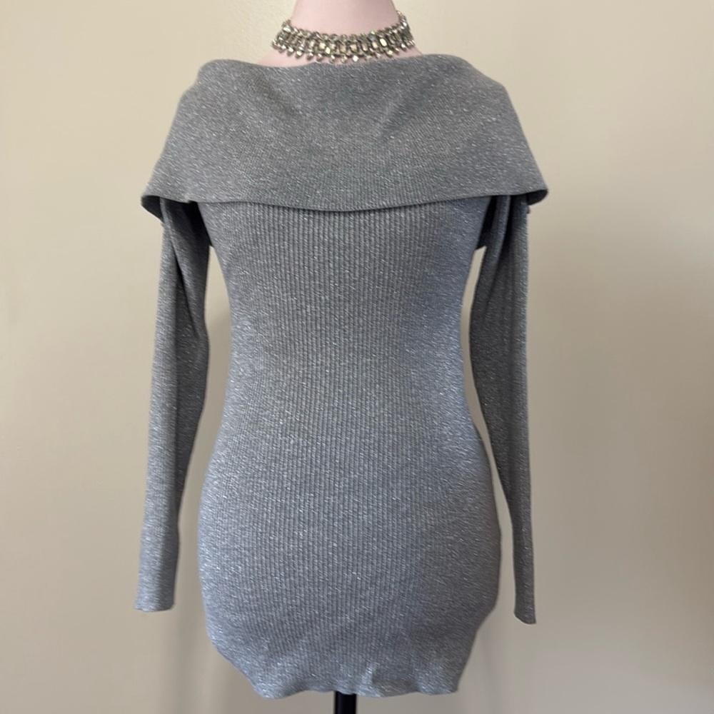 White House Black Market gray with silver threading sweater blouse in size mediu